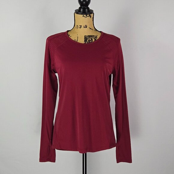 Avia Red Long Sleeve Active Top Women’s Medium M Thumbholes Stretch Workout Gym - Picture 1 of 10
